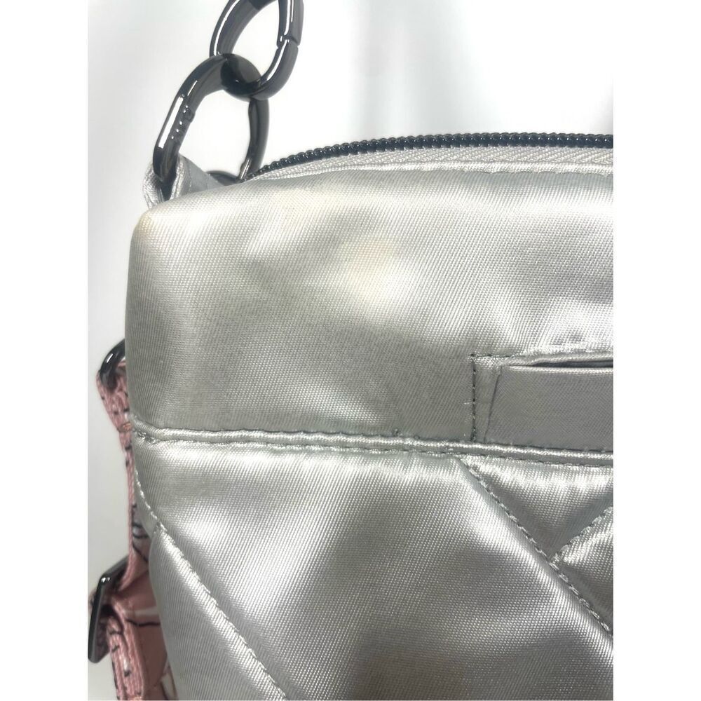 Lug Flare 2 Metallic Silver Convertible Crossbody Bag 2 Straps Floral Silver - Picture 4 of 9
